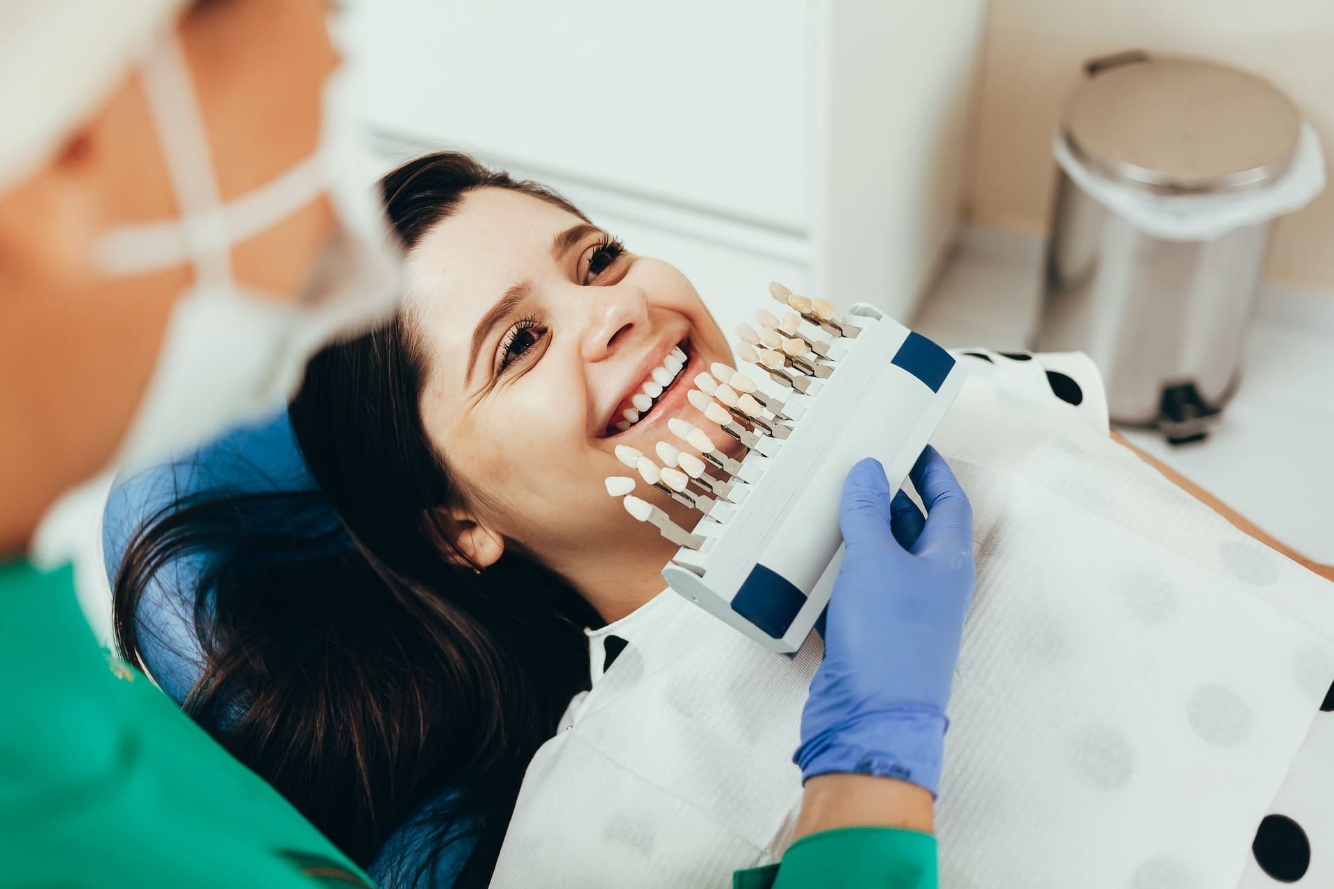 Doctor matching dental veneers