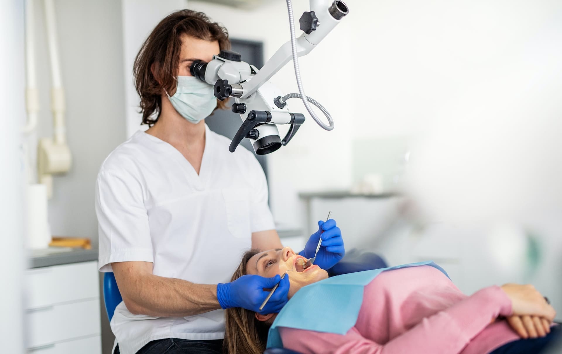 Patient receiving dental emergency treatment